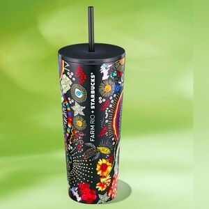 Starbucks Farm Rio Borogodo Vibrant Floral Tumbler with Black Base. NWT